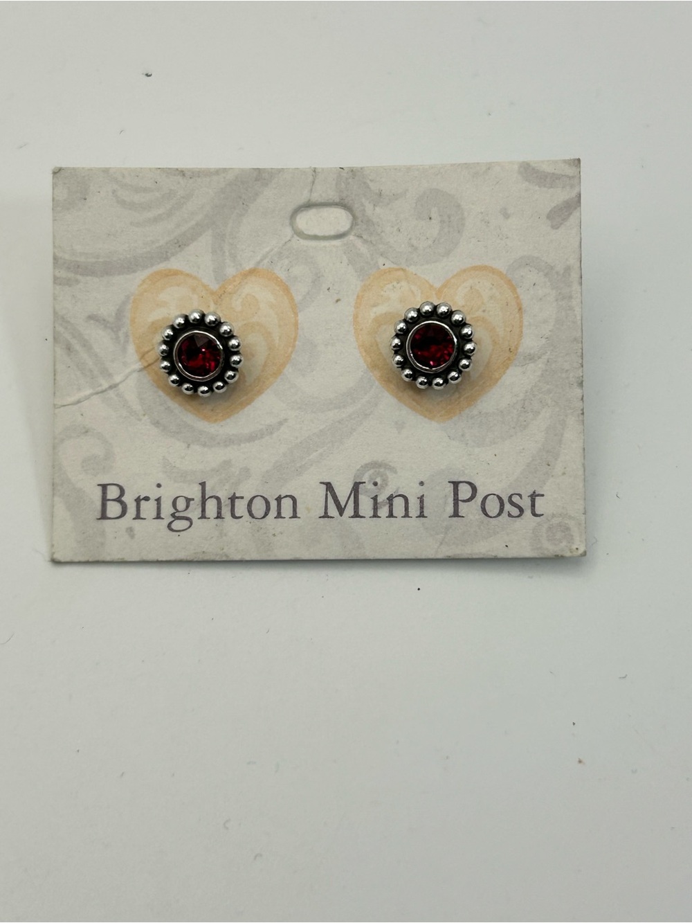 Brighton Twinkle Mini Post Earrings Red Crystal J20497 Silver Plated